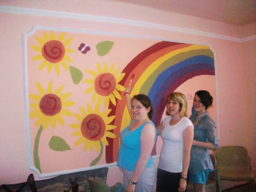 This is the Girlguides. They painted a wonderful murial inside the Church house